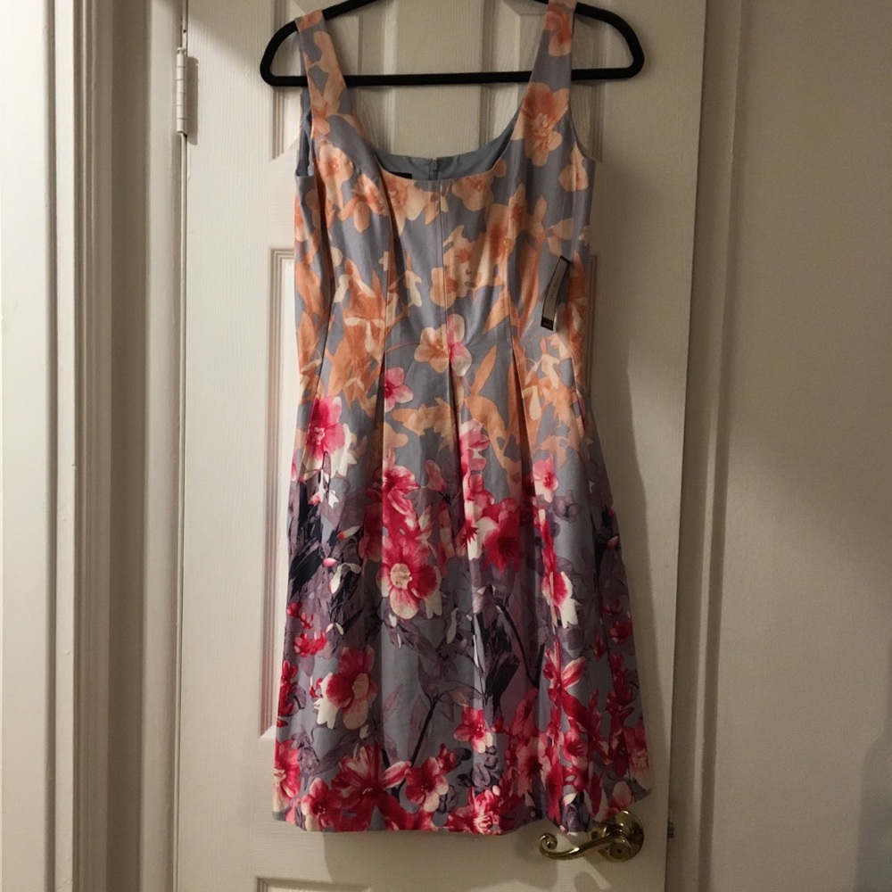 Nine West Purple Floral Pleated Dress